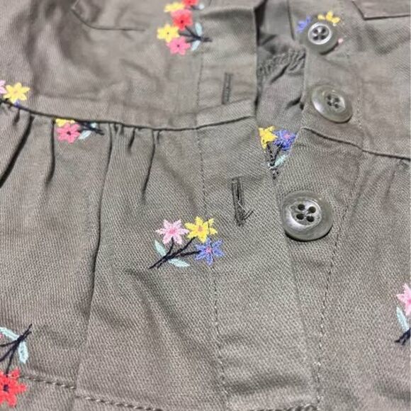 Gap 3t army green color stylish flower embroidered overcoat jacket - Picture 3 of 3